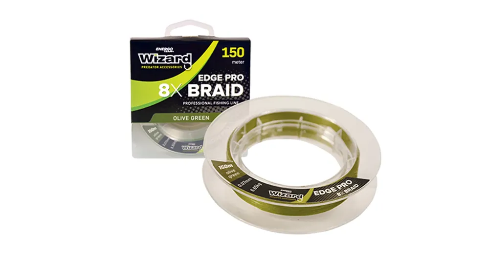 Aanbieding WIZARD EDGE PRO0.20MM OLIVE GREEN 8X BRAID 150M 20,23KG