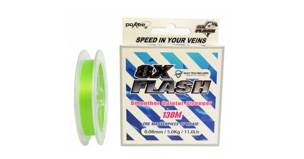 Pokee Flash Smart 8X 130 m 0,10 mm lime zöld fonott zsinór Express Levering