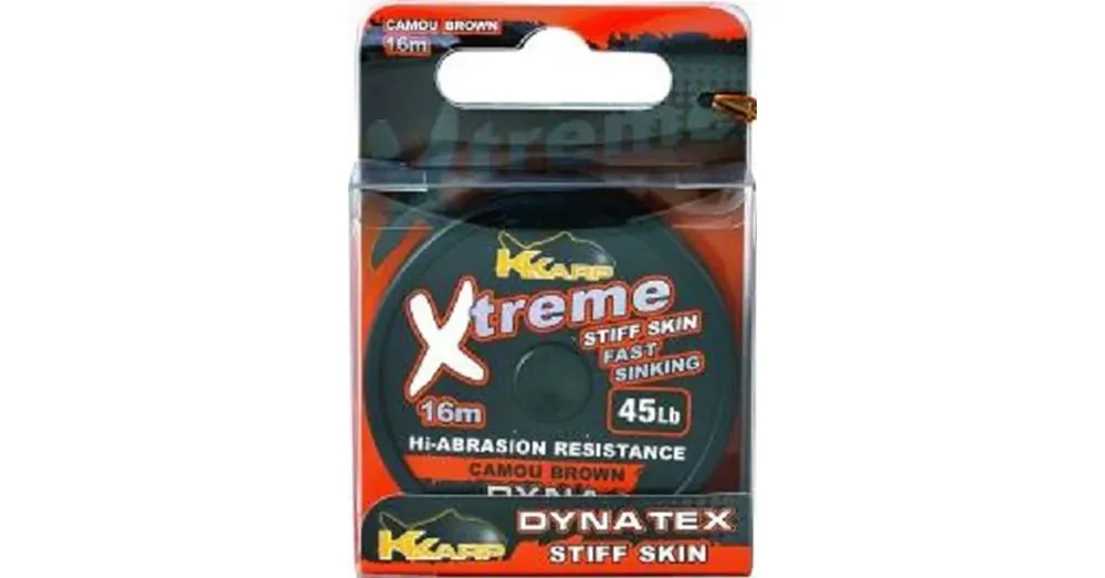 Gereduceerde Prijs K-Karp Dyna Tex Xtreme Stiff 16 m 25 lb camo zöld fonott előkezsinór