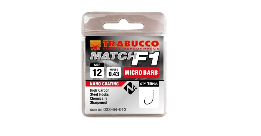 Fabrieksprijs Trabucco F1 Match mikro szakállas horog, méret 16