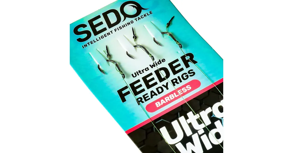 SEDO Ultra Wide Barbless Feeder - Előkötött Szakáll Nélküli Feeder Előke - 10-es 0.10mm fonott damil - 7mm tüske Betrouwbaar