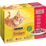 Friskies nedves macskaeledel szószban - csirkével, marhával, báránnyal, kacsával 10 x 85 g Flitsaanbieding