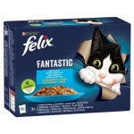 Felix Fantastic Halas Válogatás aszpikban tonhallal, lazaccal, tőkehallal, lepényhallal 12 x 85 g Express Levering