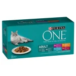 Tijdelijk Beschikbaar Purina ONE Adult nedves macskaeledel csirkével, marhával, báránnyal, tengeri hallal 40 x 85 g
