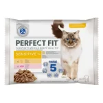 Perfect Fit Sensitive 1+ macskaeledel csirkével és lazaccal érzékeny gyomrú macskáknak 4 x 85 g Lage Prijs