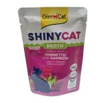 GimCat ShinyCat Broth Tonnetto con Gamberi - leves tonhallal és garnélarákkal 70 g Beperkt Aanbod
