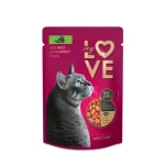 Direct Verzonden My Love teljes értékű, szaftos alutasak felnőtt macskáknak Marha sárgarépával -zselében 85g