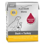 Platinum Menu Duck+Turkey - nedvestáp felnőtt kutyák számára 185 g Koop Online