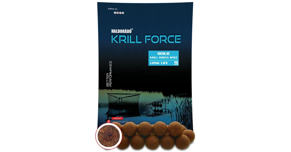 Nieuw Haldorádó KRILL FORCE Boilie Long Life 16 mm - Krill Indian Spice