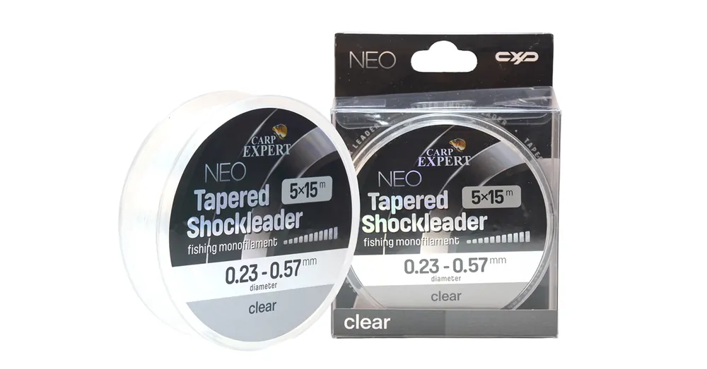 CARP EXPERT NEO TAPERED SHOCK LEADER 0.23-0.57MM 5X15MCLEAR Beperkte Voorraad