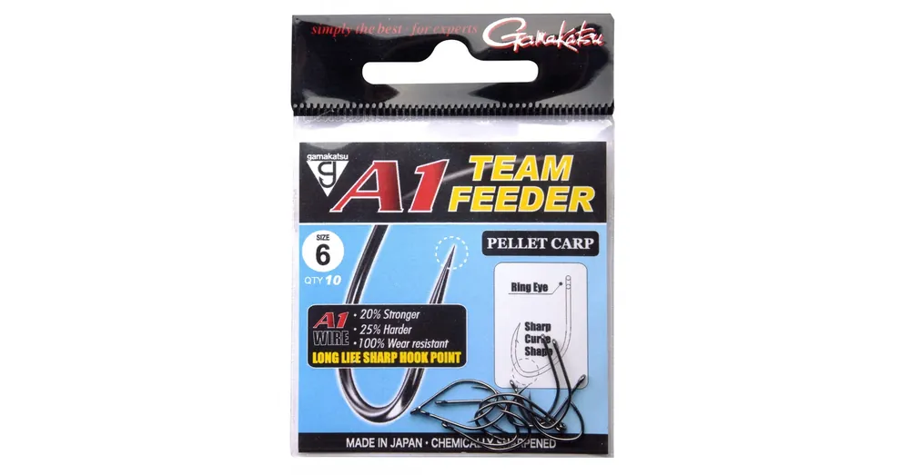 Beperkt Aanbod Gamakatsu A1 TEAM FEEDER EYED HOOKS PELLET CARP 6